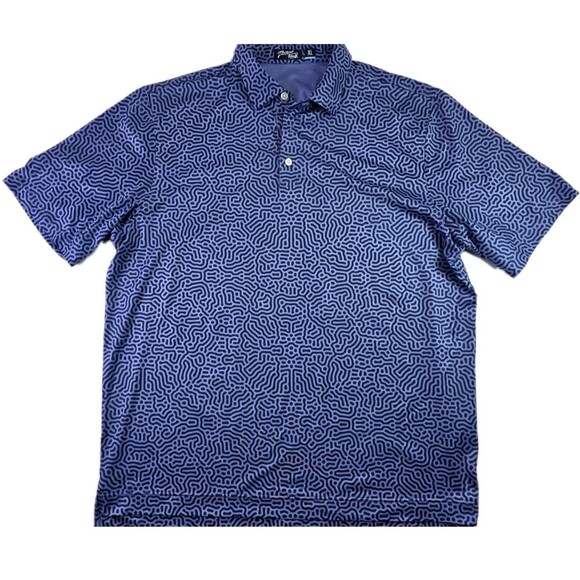 inward half Other - Inward Half Polo Shirt Mens XL Blue Golf Performance All Over Bear Print Wicking